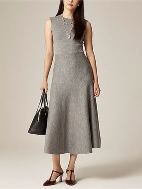 J.Crew Merino wool midi dress S Small Sleeveless Heather Graphite Gray